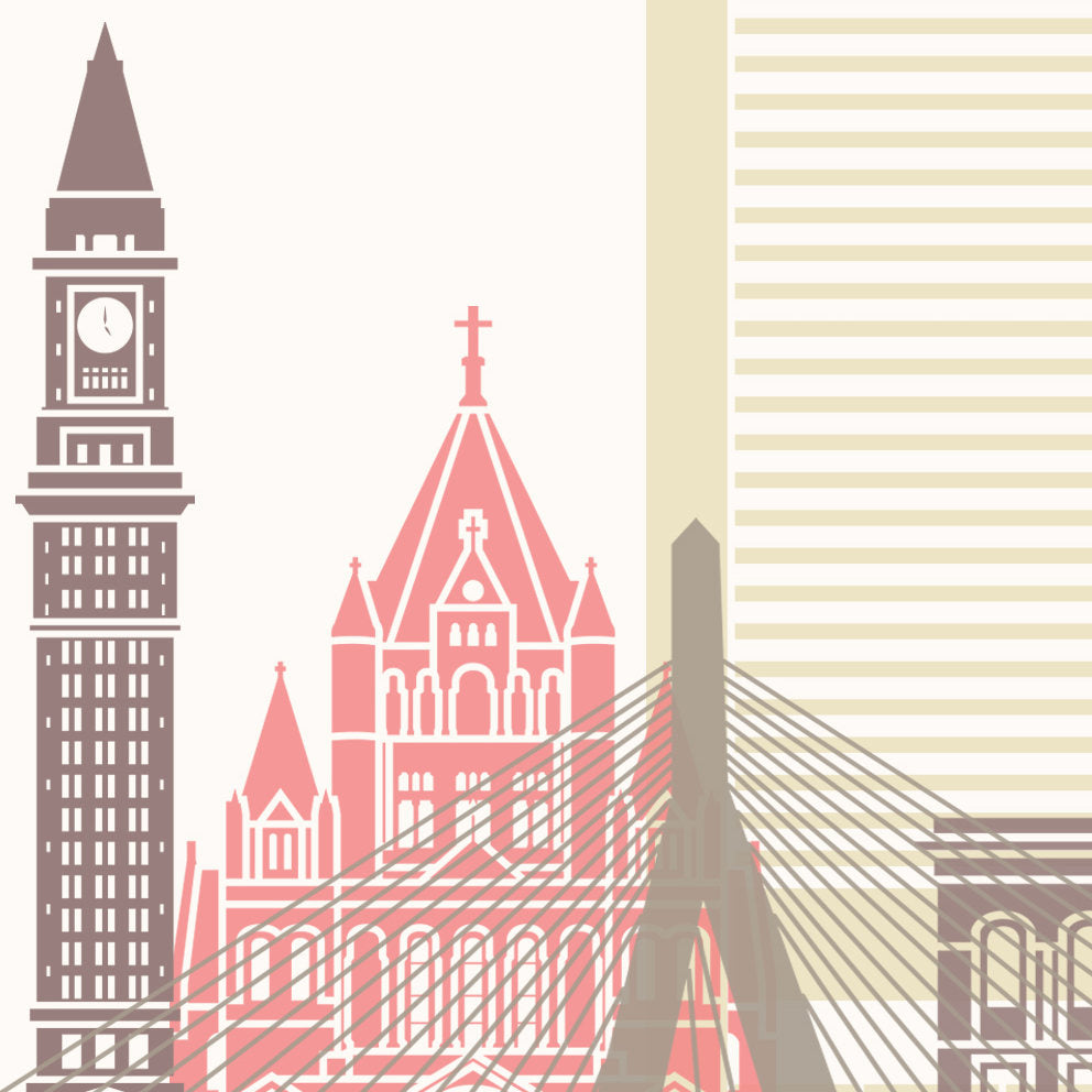 Boston Skyline: Cityscape Art Print, Home  - Summer Theme