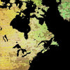 World Map: Watercolor Illustration Wall Art - Green Gold Black Theme