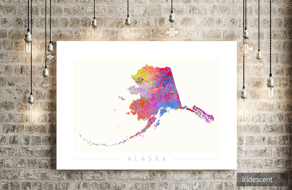 Alaska Map: State Map of Alaska - Sunset Series Art Print