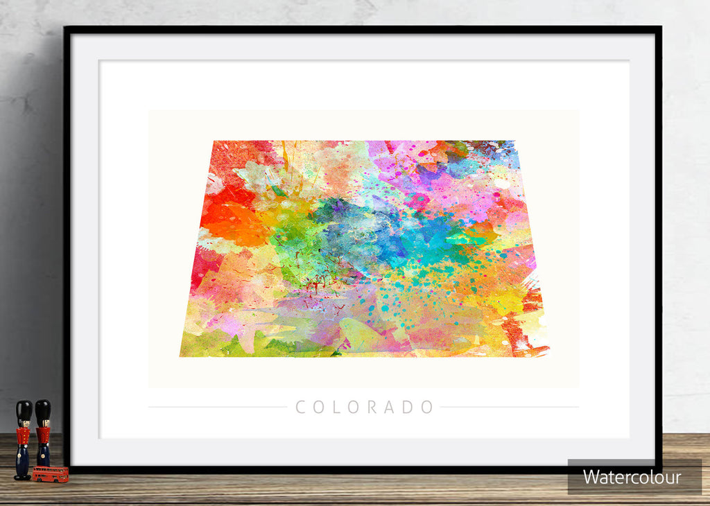 Colorado Map: State Map of Colorado - Sunset Series Art Print