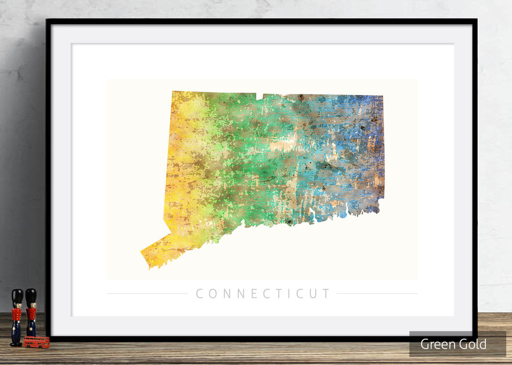 Connecticut Map: State Map of Connecticut - Sunset Series Art Print