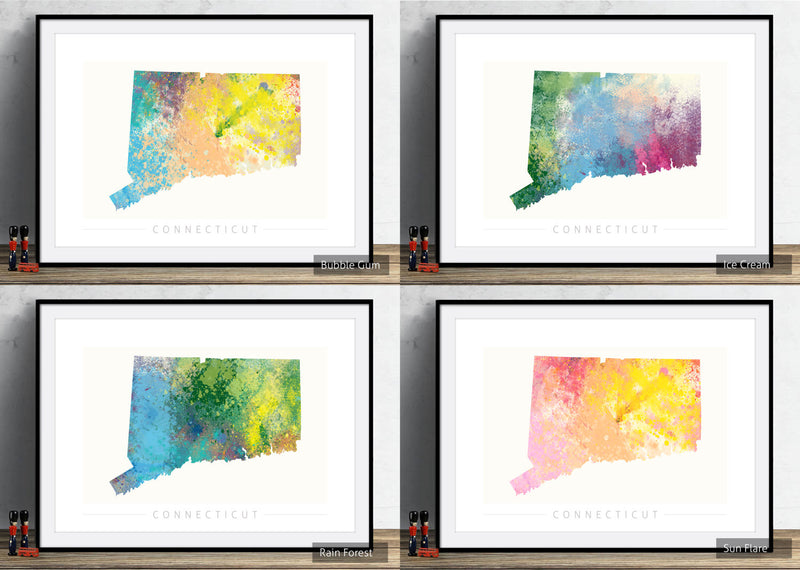 Connecticut  Map: State Map of Connecticut - Nature Series Art Print