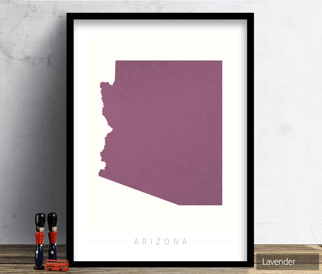 Arizona Map: State Map of Arizona - Colour Series Art Print