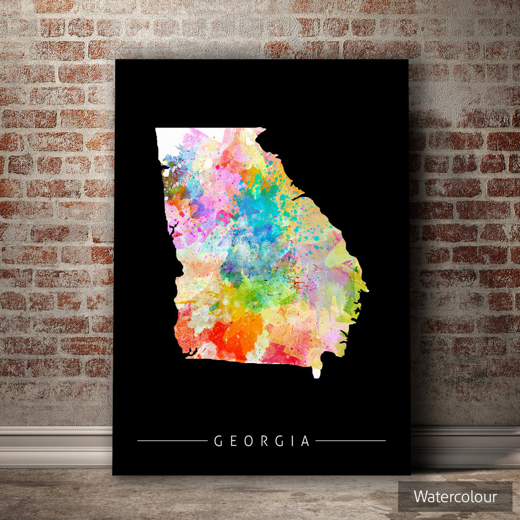 Georgia Map: State Map of Georgia - Sunset Series Art Print