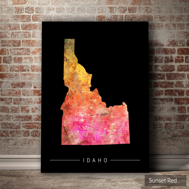 Idaho Map: State Map of Idaho - Sunset Series Art Print