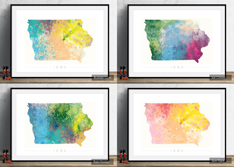 Iowa Map: State Map of Iowa - Nature Series Art Print