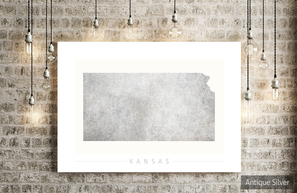 Kansas Map: State Map of Kansas - Colour Series Art Print