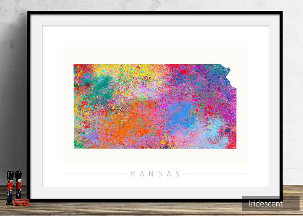 Kansas Map: State Map of Kansas - Sunset Series Art Print