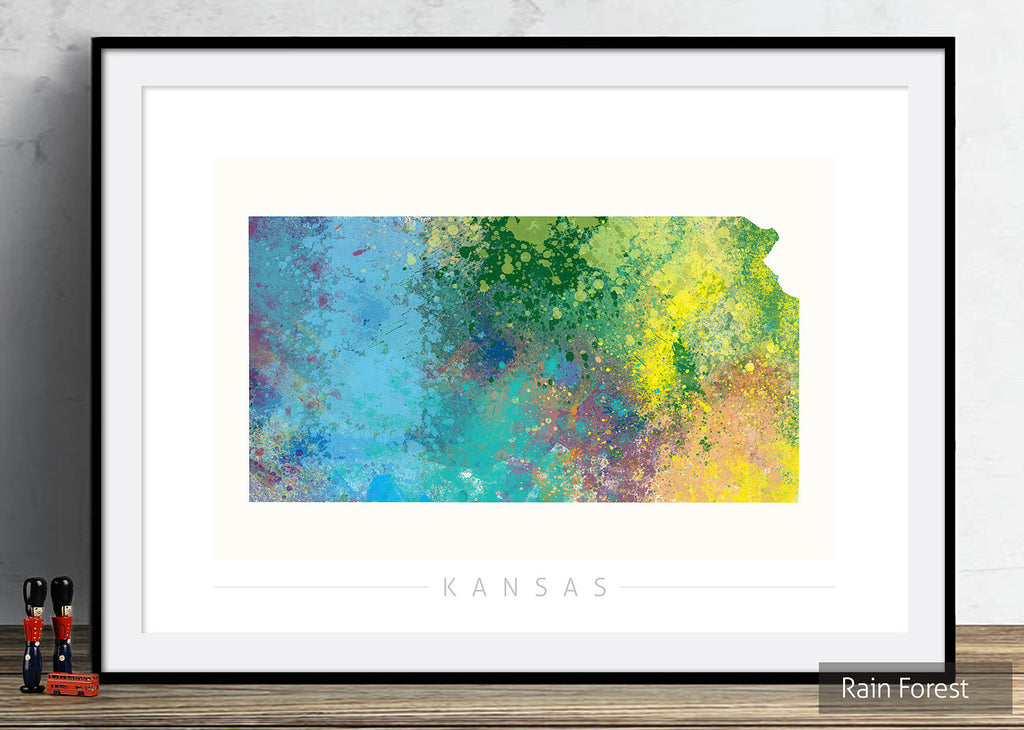 Kansas Map: State Map of Kansas - Nature Series Art Print