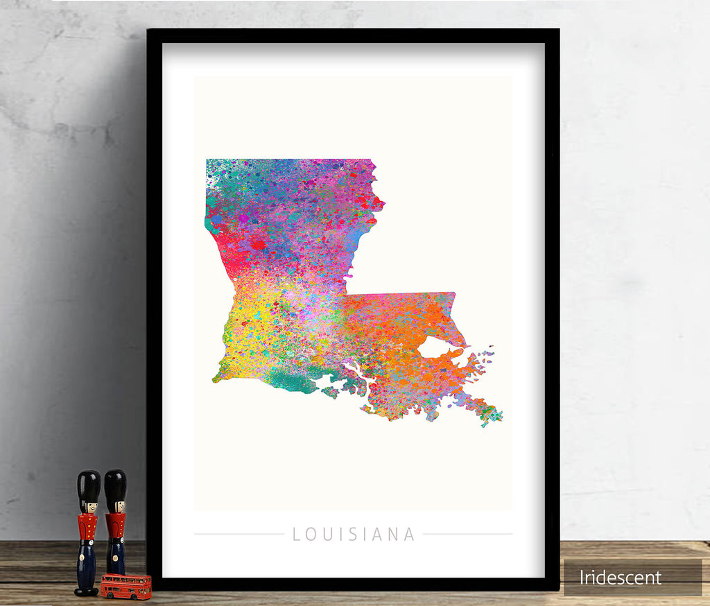 Louisiana Map: State Map of Louisiana - Sunset Series Art Print