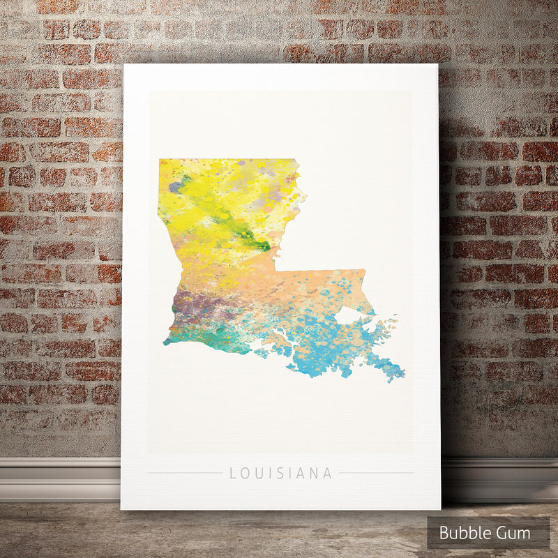 Louisiana Map: State Map of Louisiana - Nature Series Art Print