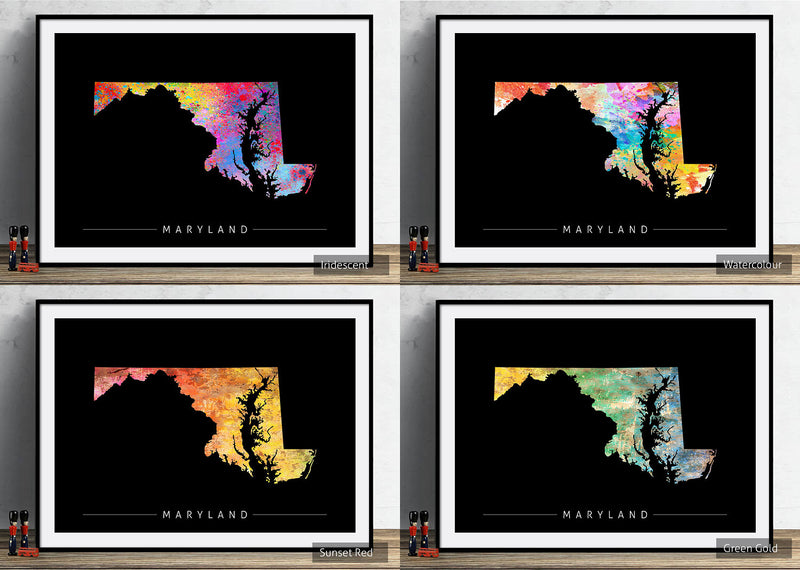 Maryland Map: State Map of Maryland - Sunset Series Art Print