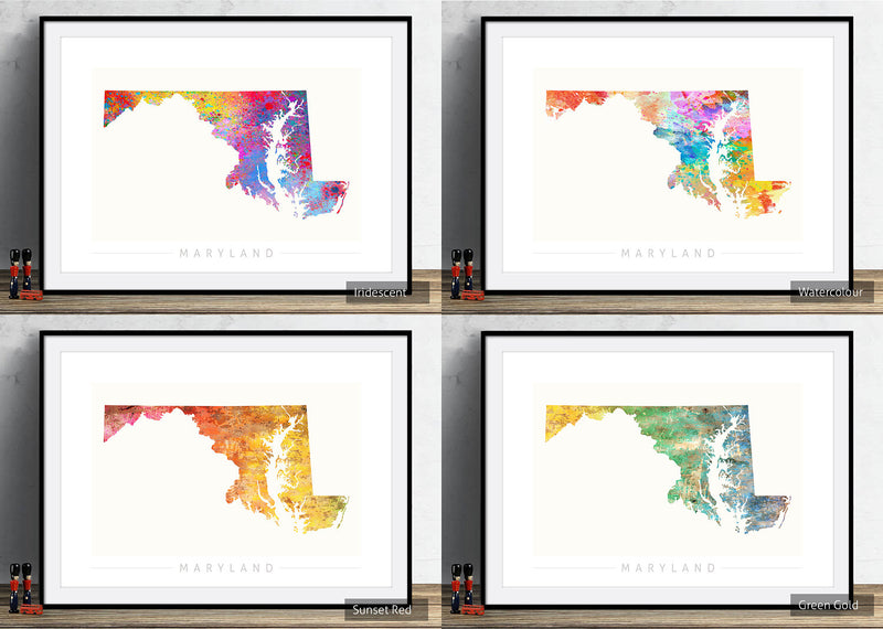 Maryland Map: State Map of Maryland - Sunset Series Art Print