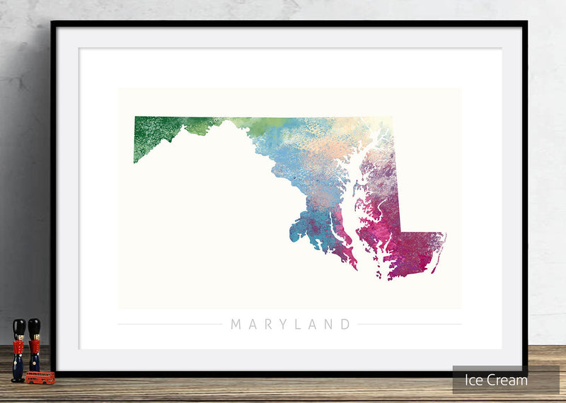 Maryland Map: State Map of Maryland - Nature Series Art Print