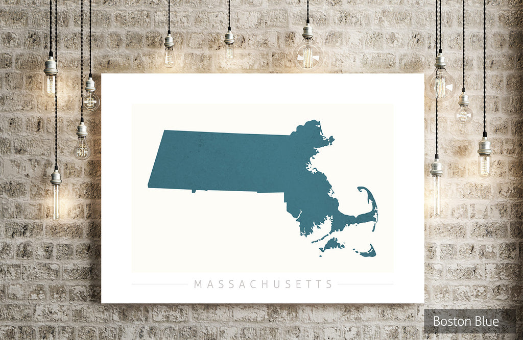 Massachusetts Map: State Map of Massachusetts - Colour Series Art Print