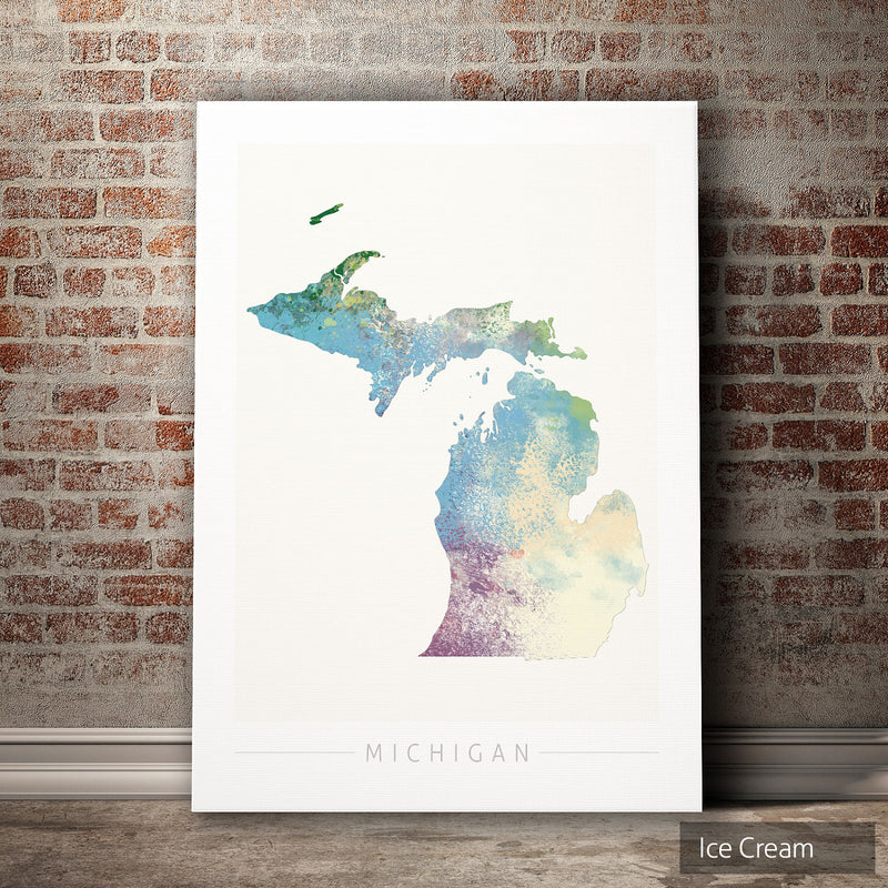 Michigan Map: State Map of Michigan - Nature Series Art Print