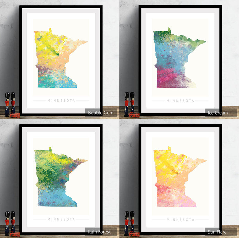 Minnesota Map: State Map of Minnesota - Nature Series Art Print
