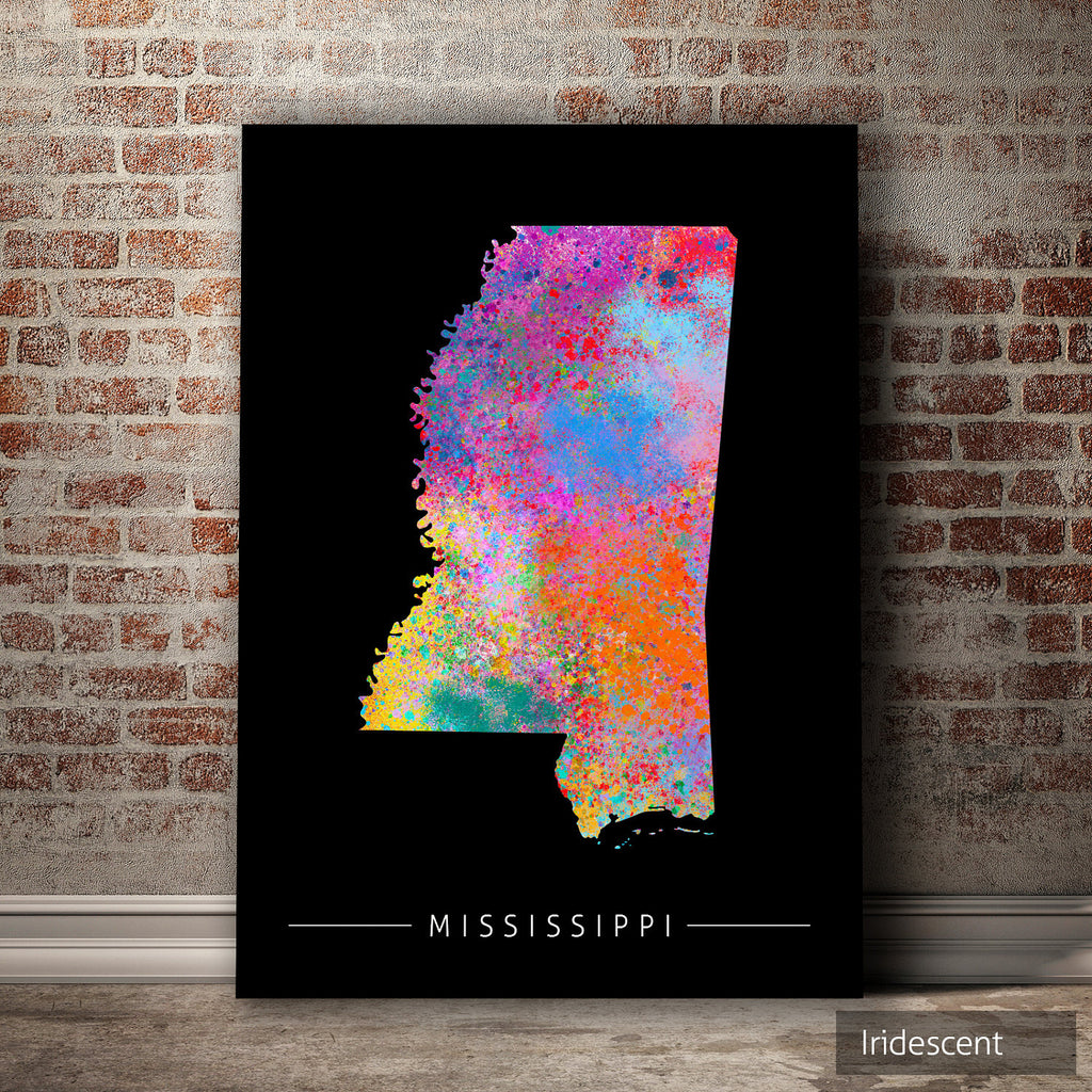 Mississippi Map: State Map of Mississippi - Sunset Series Art Print