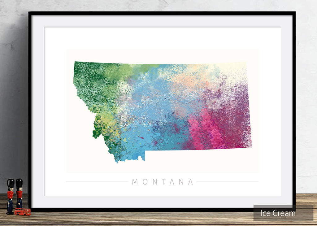 Montana Map: State Map of Montana - Nature Series Art Print