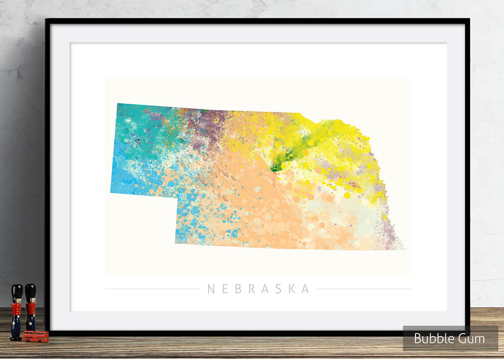 Nebraska Map: State Map of Nebraska - Nature Series Art Print