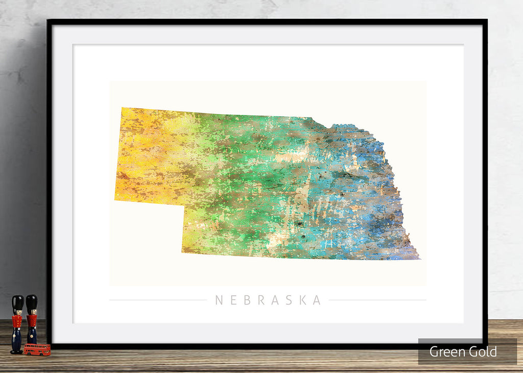 Nebraska Map: State Map of Nebraska - Sunset Series Art Print