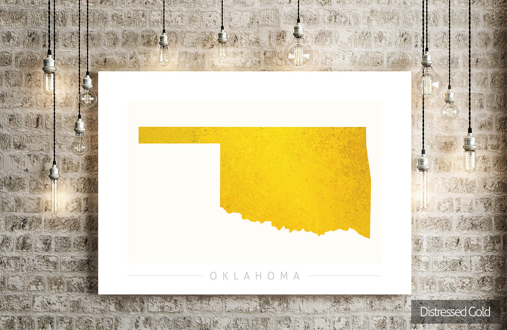 Oklahoma Map: State Map of Oklahoma - Colour Series Art Print