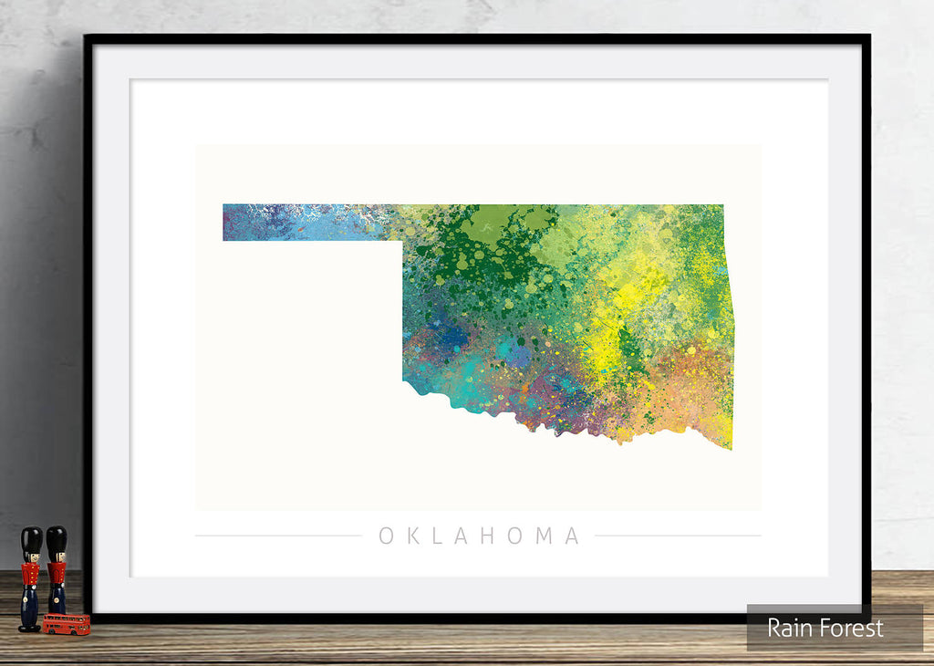 Oklahoma Map: State Map of Oklahoma - Nature Series Art Print