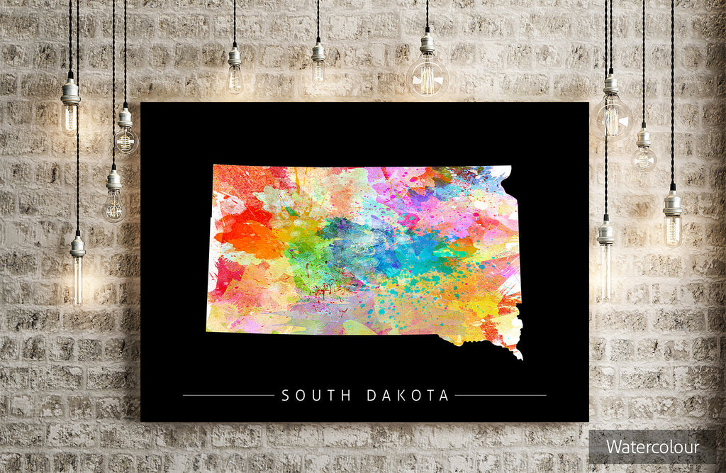 South Dakota Map: State Map of South Dakota - Sunset Series Art Print