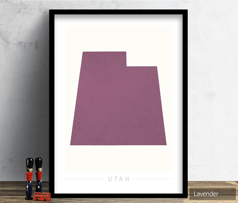 Utah Map: State Map of Utah - Colour Series Art Print
