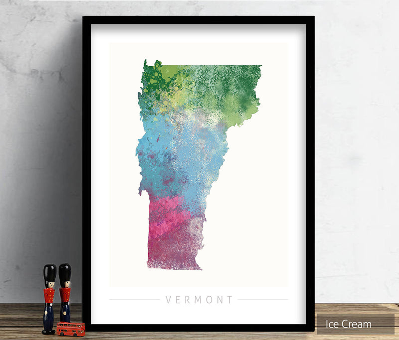 Vermont Map: State Map of Vermont - Nature Series Art Print