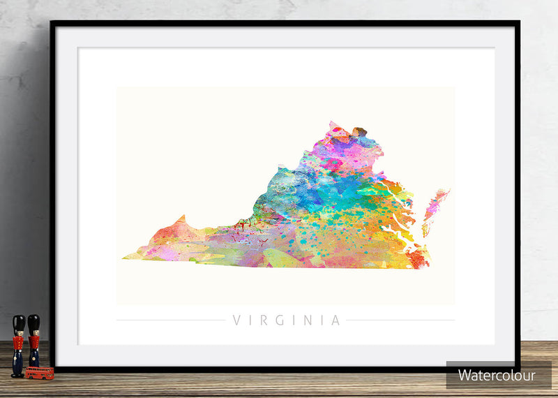 Virginia Map: State Map of Virginia - Sunset Series Art Print