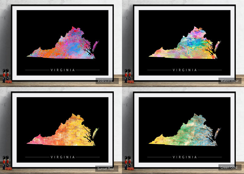 Virginia Map: State Map of Virginia - Sunset Series Art Print