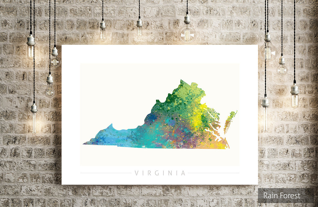 Virginia Map: State Map of Virginia - Nature Series Art Print
