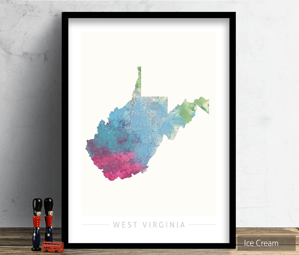 West Virginia Map: State Map of West Virginia - Nature Series Art Print