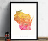 Wisconsin Map: State Map of Wisconsin - Sunset Series Art Print