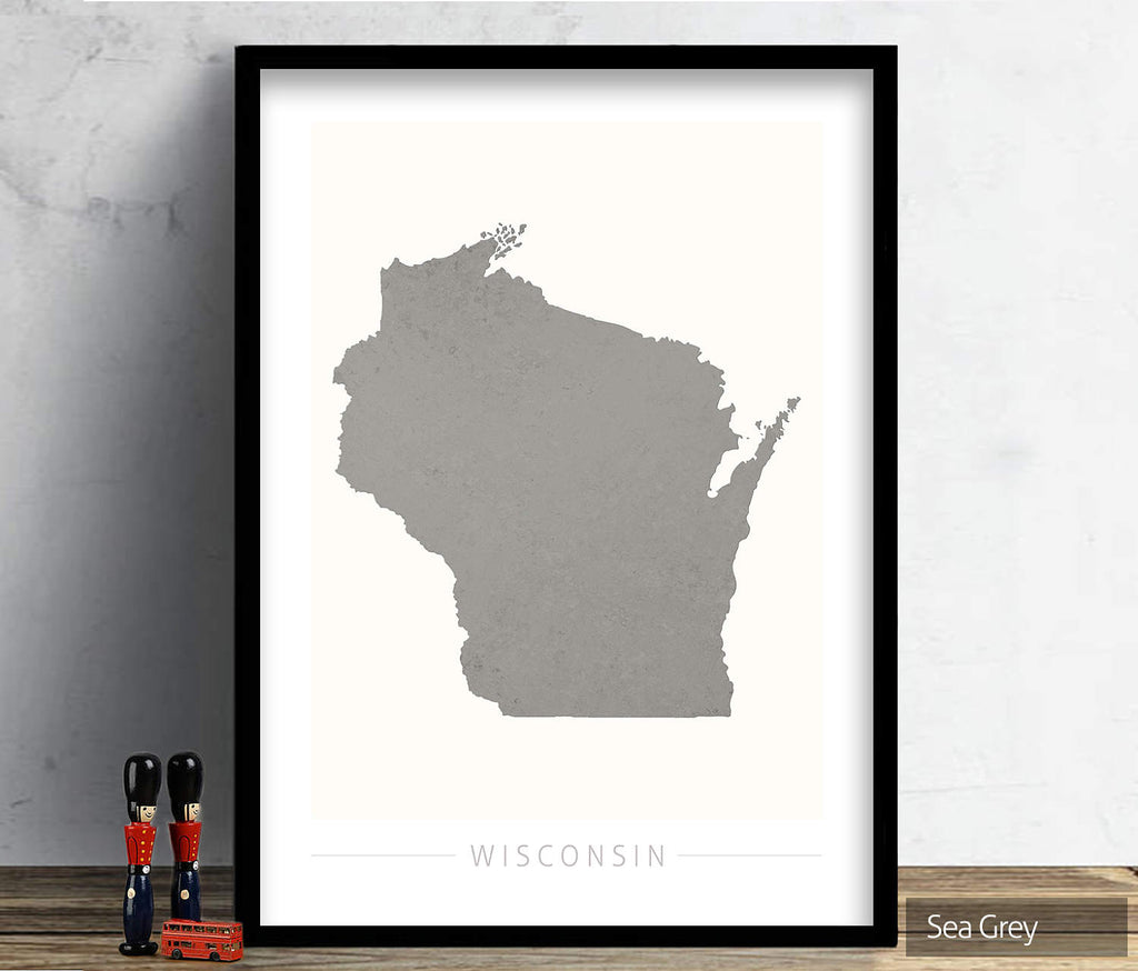 Wisconsin Map: State Map of Wisconsin - Colour Series Art Print