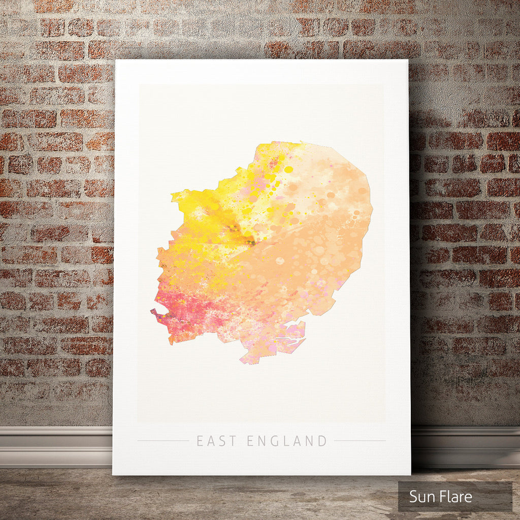 East England Map: County Map of East England - Nature Series Art Print