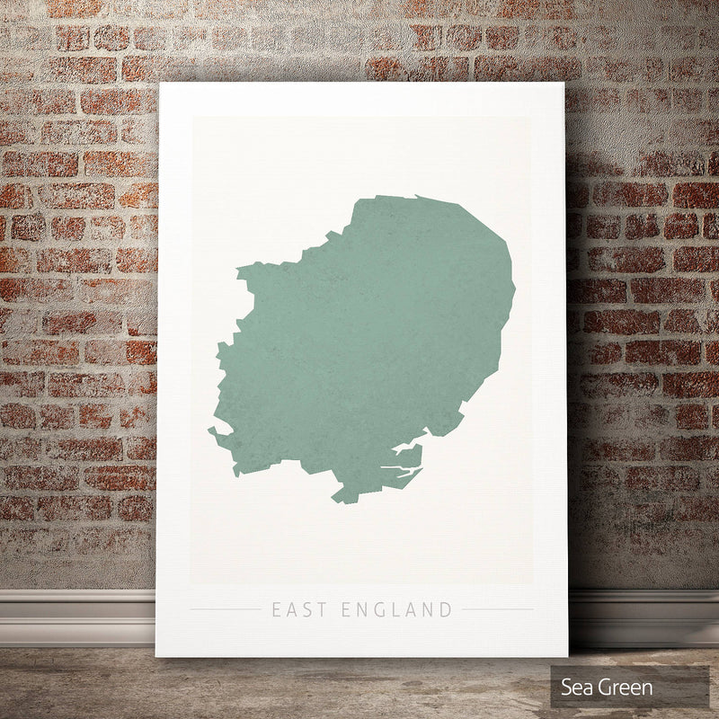 East England Map: County Map of East England - Colour Series Art Print