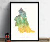 North East Map: County Map of North East England - Sunset Series Art Print