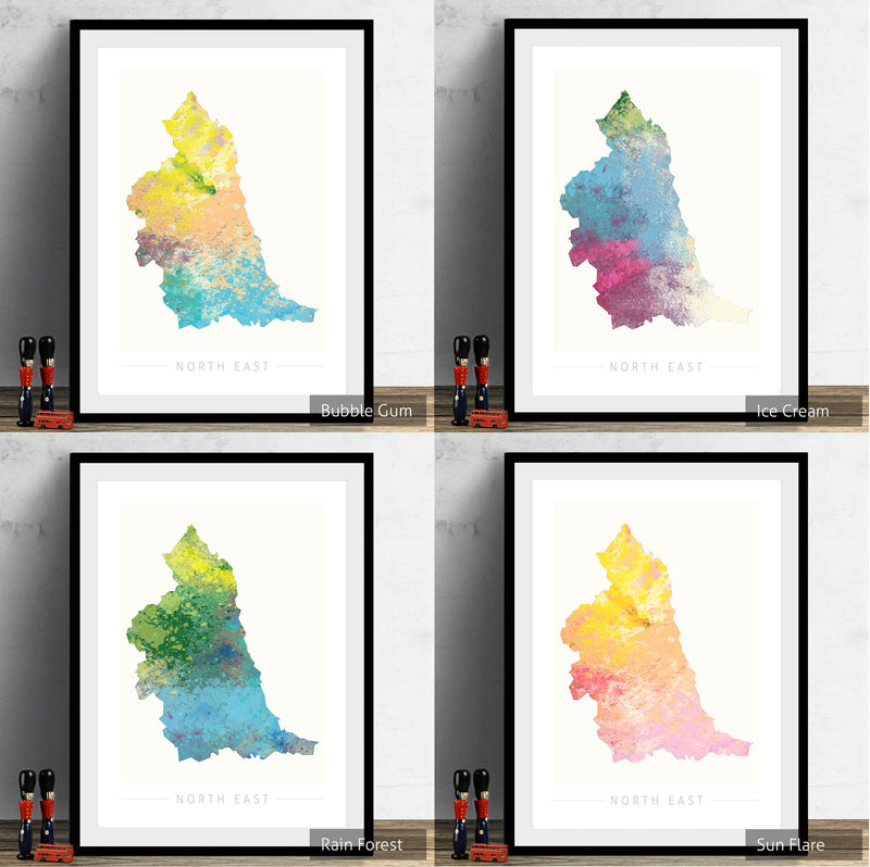 North East Map: County Map of North East England - Nature Series Art Print