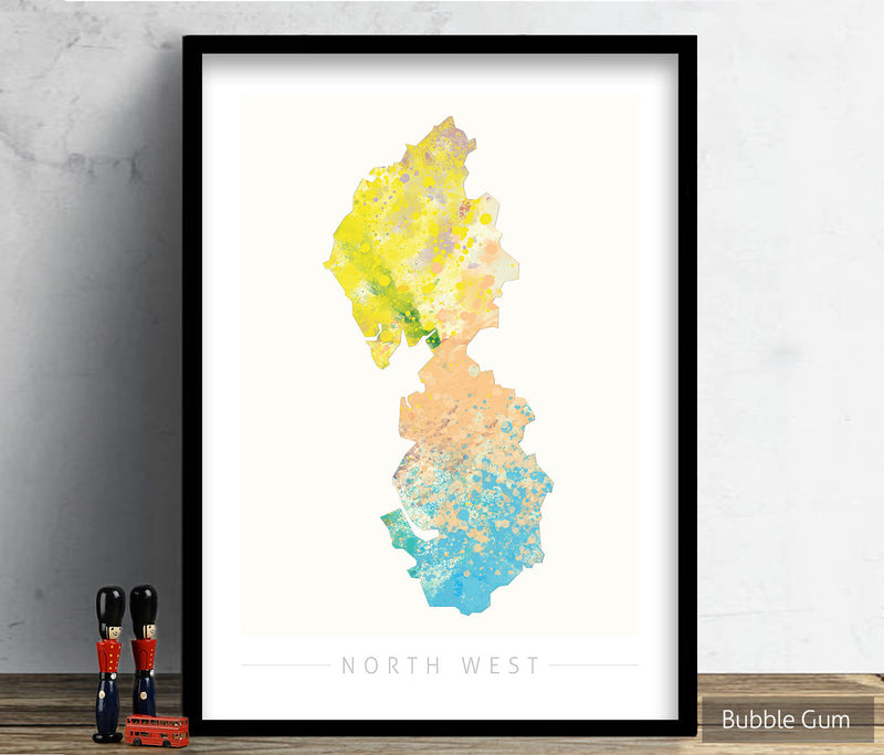 North West Map: County Map of North West England - Nature Series Art Print