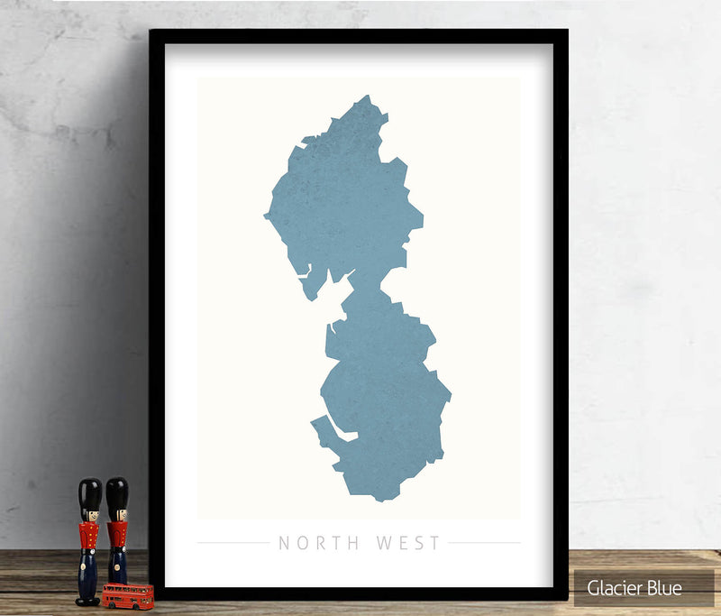 North West Map: County Map of North West England - Colour Series Art Print