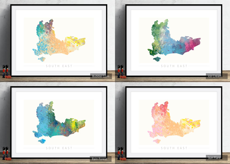 South East Map: County Map of South East England - Nature Series Art Print