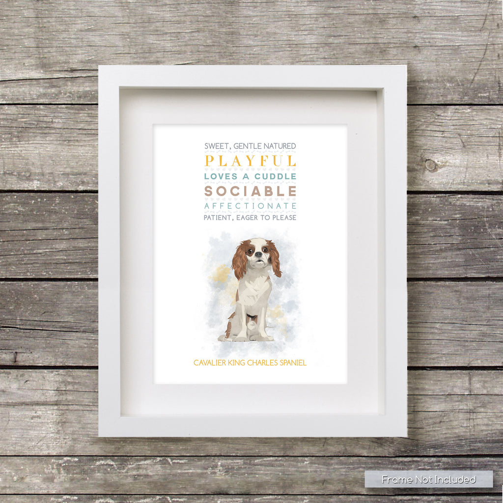 CAVALIER King Charles DOG: Trait Print - Breed Poster Dog Print Spaniel - for Pet Lovers Archival Art PRINT