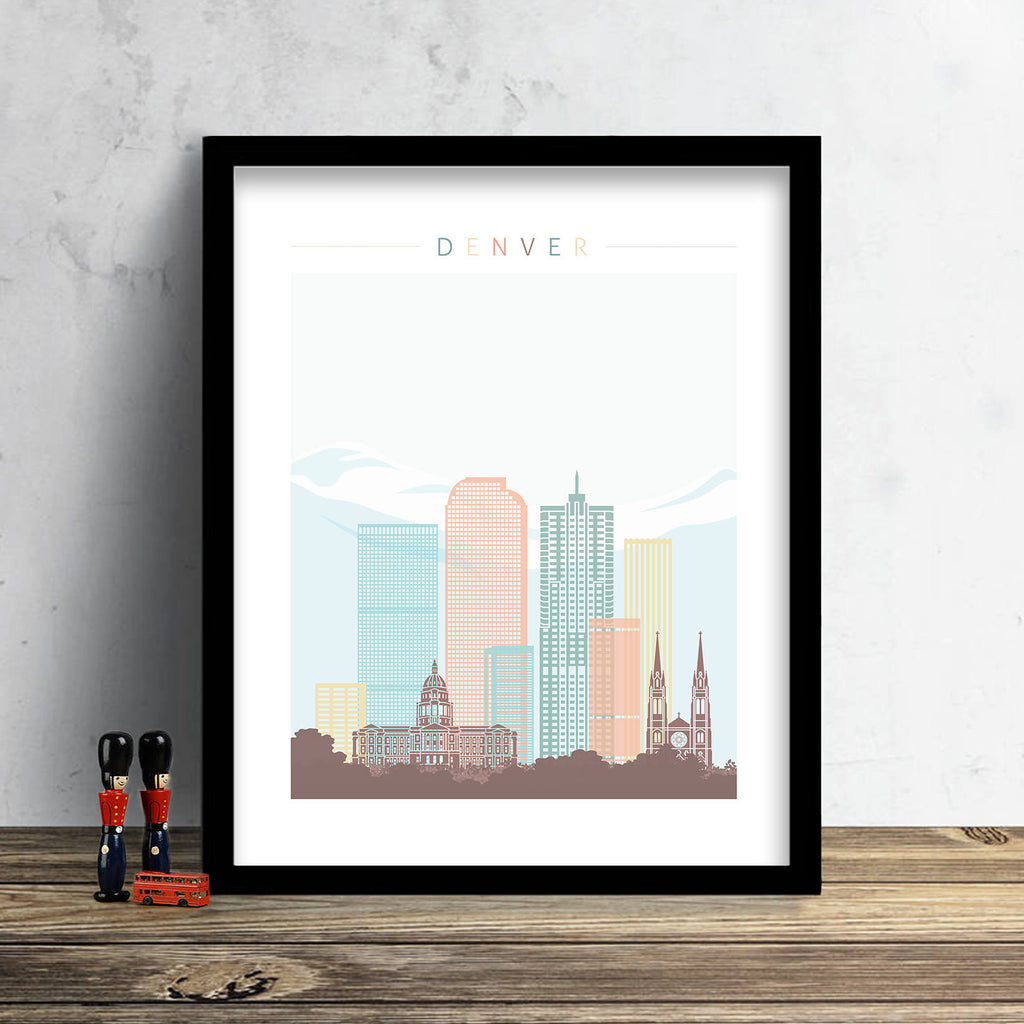 Denver Skyline: Cityscape Art Print, Home