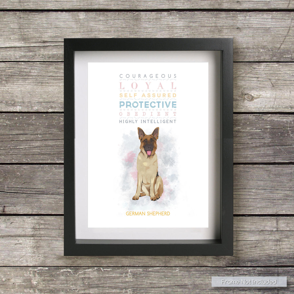 GERMAN SHEPHERD Dog: Trait Print - Breed Personality  - Gift Pet Lovers Art Print