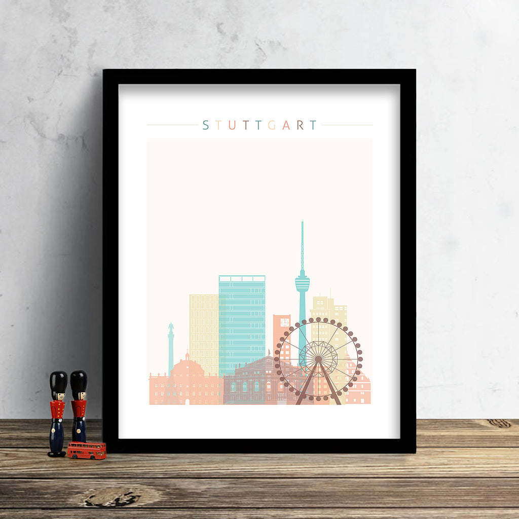 Stuttgart Skyline: Cityscape Art Print, Home