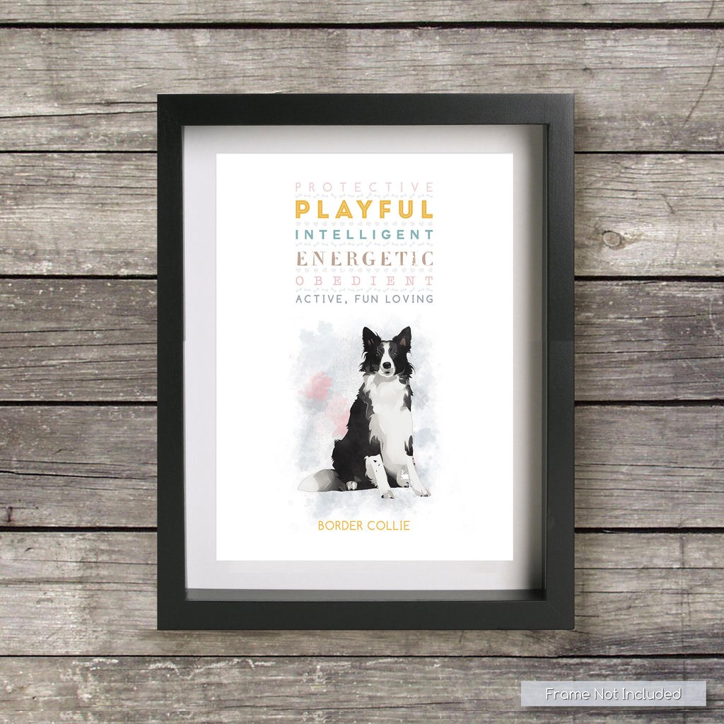 BORDER COLLIE Dog: Trait Print - Breed Personality  - Gift Pet Lovers Art Print