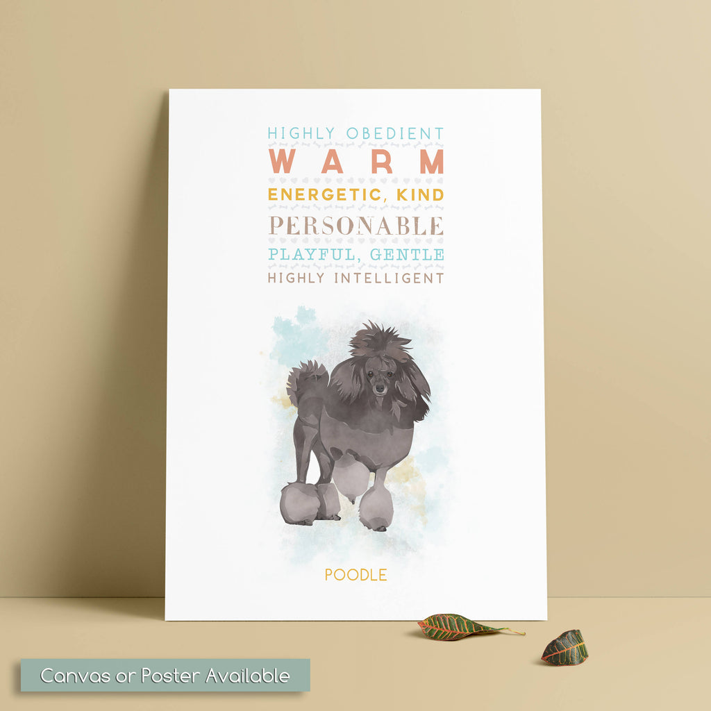 POODLE Dog: Trait Print - Breed Personality  - Gift Pet Lovers Art Print