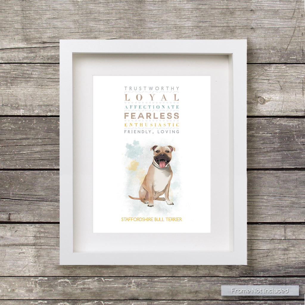 STAFFORDSHIRE BULL TERRIER Dog: Trait Print - Breed Personality  - Gift Pet Lovers Art Print